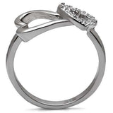 TK077 - High polished (no plating) Stainless Steel Ring with AAA Grade CZ in Clear - Alamode - Flyclothing LLC