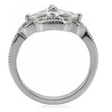 TK078 - High polished (no plating) Stainless Steel Ring with AAA Grade CZ in Clear - Alamode - Flyclothing LLC
