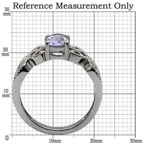 TK079 - High polished (no plating) Stainless Steel Ring with AAA Grade CZ in Light Amethyst - Alamode - Flyclothing LLC