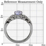 TK079 - High polished (no plating) Stainless Steel Ring with AAA Grade CZ in Light Amethyst - Alamode - Flyclothing LLC
