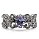 TK079 - High polished (no plating) Stainless Steel Ring with AAA Grade CZ in Light Amethyst - Alamode - Flyclothing LLC