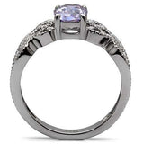 TK079 - High polished (no plating) Stainless Steel Ring with AAA Grade CZ in Light Amethyst - Alamode - Flyclothing LLC