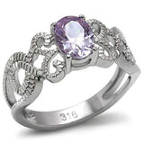 TK079 - High polished (no plating) Stainless Steel Ring with AAA Grade CZ in Light Amethyst - Alamode - Flyclothing LLC