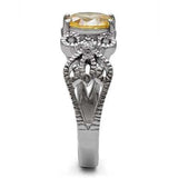 TK080 - High polished (no plating) Stainless Steel Ring with AAA Grade CZ in Champagne - Alamode - Flyclothing LLC