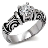 TK082 - High polished (no plating) Stainless Steel Ring with AAA Grade CZ in Clear - Alamode - Flyclothing LLC