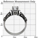 TK082 - High polished (no plating) Stainless Steel Ring with AAA Grade CZ in Clear - Alamode - Flyclothing LLC