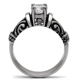 TK082 - High polished (no plating) Stainless Steel Ring with AAA Grade CZ in Clear - Alamode - Flyclothing LLC