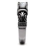 TK082 - High polished (no plating) Stainless Steel Ring with AAA Grade CZ in Clear - Alamode - Flyclothing LLC
