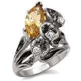 TK083 - High polished (no plating) Stainless Steel Ring with AAA Grade CZ in Champagne - Alamode - Flyclothing LLC