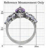 TK085 - High polished (no plating) Stainless Steel Ring with AAA Grade CZ in Amethyst - Alamode - Flyclothing LLC