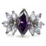 TK085 - High polished (no plating) Stainless Steel Ring with AAA Grade CZ in Amethyst - Alamode - Flyclothing LLC