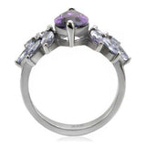 TK085 - High polished (no plating) Stainless Steel Ring with AAA Grade CZ in Amethyst - Alamode - Flyclothing LLC