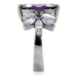 TK085 - High polished (no plating) Stainless Steel Ring with AAA Grade CZ in Amethyst - Alamode - Flyclothing LLC