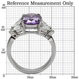 TK086 - High polished (no plating) Stainless Steel Ring with AAA Grade CZ in Amethyst - Alamode - Flyclothing LLC