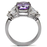 TK086 - High polished (no plating) Stainless Steel Ring with AAA Grade CZ in Amethyst - Alamode - Flyclothing LLC