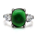 TK087 - High polished (no plating) Stainless Steel Ring with Synthetic Synthetic Glass in Emerald - Alamode - Flyclothing LLC