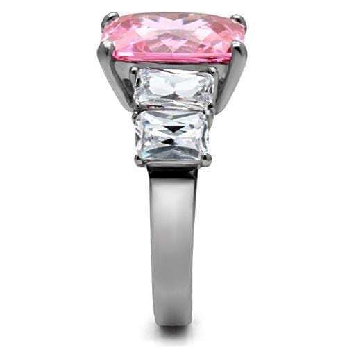 TK088 - High polished (no plating) Stainless Steel Ring with AAA Grade CZ in Rose - Alamode - Flyclothing LLC