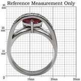 TK089 - High polished (no plating) Stainless Steel Ring with AAA Grade CZ in Ruby - Alamode - Flyclothing LLC