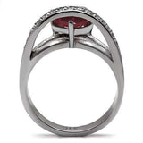 TK089 - High polished (no plating) Stainless Steel Ring with AAA Grade CZ in Ruby - Alamode - Flyclothing LLC
