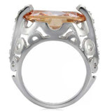 TK092 - High polished (no plating) Stainless Steel Ring with AAA Grade CZ in Champagne - Alamode - Flyclothing LLC
