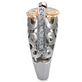 TK092 - High polished (no plating) Stainless Steel Ring with AAA Grade CZ in Champagne - Alamode - Flyclothing LLC