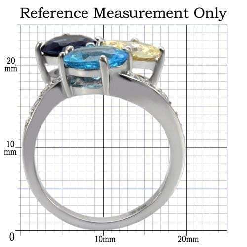 TK094 - High polished (no plating) Stainless Steel Ring with Synthetic Synthetic Glass in Multi Color - Alamode - Flyclothing LLC