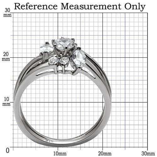 TK096 - High polished (no plating) Stainless Steel Ring with AAA Grade CZ in Clear - Alamode - Flyclothing LLC