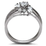 TK096 - High polished (no plating) Stainless Steel Ring with AAA Grade CZ in Clear - Alamode - Flyclothing LLC