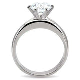 TK097 - High polished (no plating) Stainless Steel Ring with AAA Grade CZ in Clear - Alamode - Flyclothing LLC
