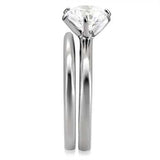 TK097 - High polished (no plating) Stainless Steel Ring with AAA Grade CZ in Clear - Alamode - Flyclothing LLC