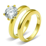 TK097G - IP Gold(Ion Plating) Stainless Steel Ring with AAA Grade CZ in Clear - Alamode - Flyclothing LLC