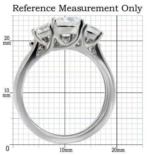 TK098 - High polished (no plating) Stainless Steel Ring with AAA Grade CZ in Clear - Alamode - Flyclothing LLC