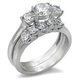 TK098 - High polished (no plating) Stainless Steel Ring with AAA Grade CZ in Clear - Alamode - Flyclothing LLC