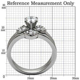 TK099 - High polished (no plating) Stainless Steel Ring with AAA Grade CZ in Clear - Alamode - Flyclothing LLC