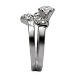 TK099 - High polished (no plating) Stainless Steel Ring with AAA Grade CZ in Clear - Alamode - Flyclothing LLC