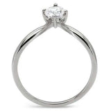 TK0W260 - High polished (no plating) Stainless Steel Ring with AAA Grade CZ in Clear - Alamode - Flyclothing LLC