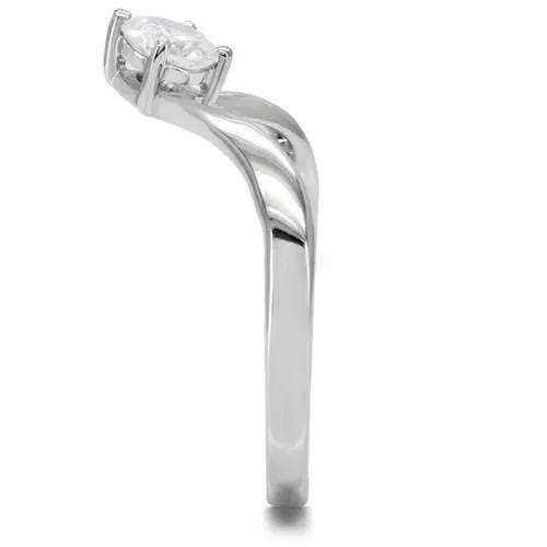 TK0W260 - High polished (no plating) Stainless Steel Ring with AAA Grade CZ in Clear - Alamode - Flyclothing LLC