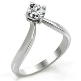 TK0W260 - High polished (no plating) Stainless Steel Ring with AAA Grade CZ in Clear - Alamode - Flyclothing LLC