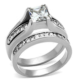 TK0W383 - High polished (no plating) Stainless Steel Ring with AAA Grade CZ in Clear - Alamode - Flyclothing LLC