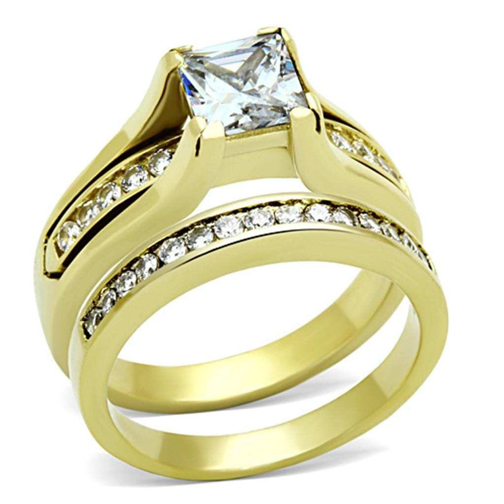 TK0W384 - IP Gold(Ion Plating) Stainless Steel Ring with AAA Grade CZ in Clear - Alamode - Flyclothing LLC