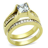 TK0W384 - IP Gold(Ion Plating) Stainless Steel Ring with AAA Grade CZ in Clear - Alamode - Flyclothing LLC
