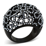 TK1003 - IP Black(Ion Plating) Stainless Steel Ring with Top Grade Crystal in Light Sapphire - Alamode - Flyclothing LLC