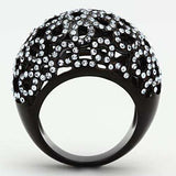 TK1003 - IP Black(Ion Plating) Stainless Steel Ring with Top Grade Crystal in Light Sapphire - Alamode - Flyclothing LLC