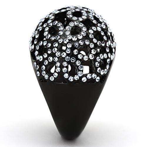 TK1003 - IP Black(Ion Plating) Stainless Steel Ring with Top Grade Crystal in Light Sapphire - Alamode - Flyclothing LLC