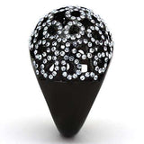 TK1003 - IP Black(Ion Plating) Stainless Steel Ring with Top Grade Crystal in Light Sapphire - Alamode - Flyclothing LLC