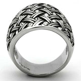 TK1007 - High polished (no plating) Stainless Steel Ring with Top Grade Crystal in Clear - Alamode - Flyclothing LLC