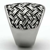 TK1007 - High polished (no plating) Stainless Steel Ring with Top Grade Crystal in Clear - Alamode - Flyclothing LLC