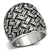 TK1007 - High polished (no plating) Stainless Steel Ring with Top Grade Crystal in Clear - Alamode - Flyclothing LLC