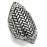TK1009 - High polished (no plating) Stainless Steel Ring with Top Grade Crystal in Clear - Alamode - Flyclothing LLC