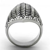 TK1009 - High polished (no plating) Stainless Steel Ring with Top Grade Crystal in Clear - Alamode - Flyclothing LLC